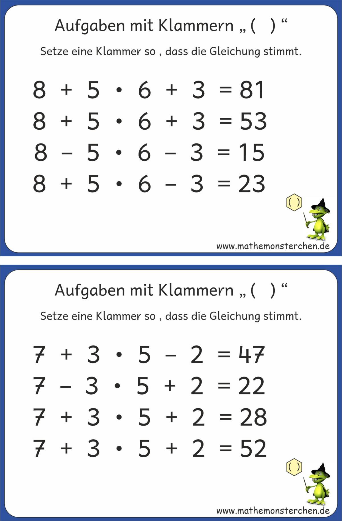 Punktrechnung Vor Punkt Vor Strichrechnung Klasse 3 Arbeitsblätter : Rechenregeln Selbststandig